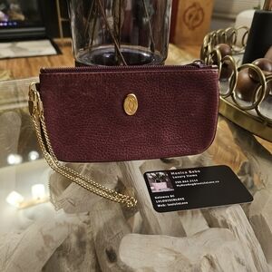 Cartier Deep Red Leather Wristlet with Gold Accents